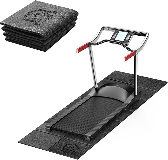 HAPBEAR Treadmill Mat – 68"x24"x1/5" Thick Non-Slip Foldable Exercise Equipment Mat for Walking Pad, Weight Bench & Treadm...
