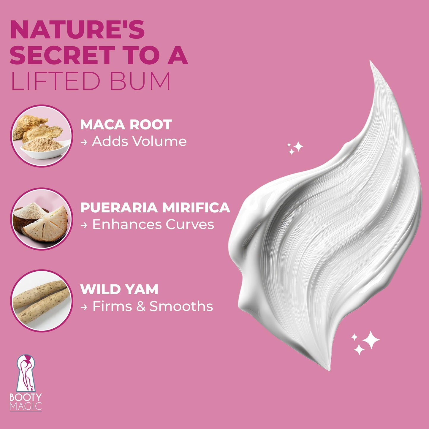Booty Magic Butt Enhancement Cream - 6.8oz Butt Cream for Bigger Butt, Booty Cream Bigger Booty with Maca Root Extract, Pueraria