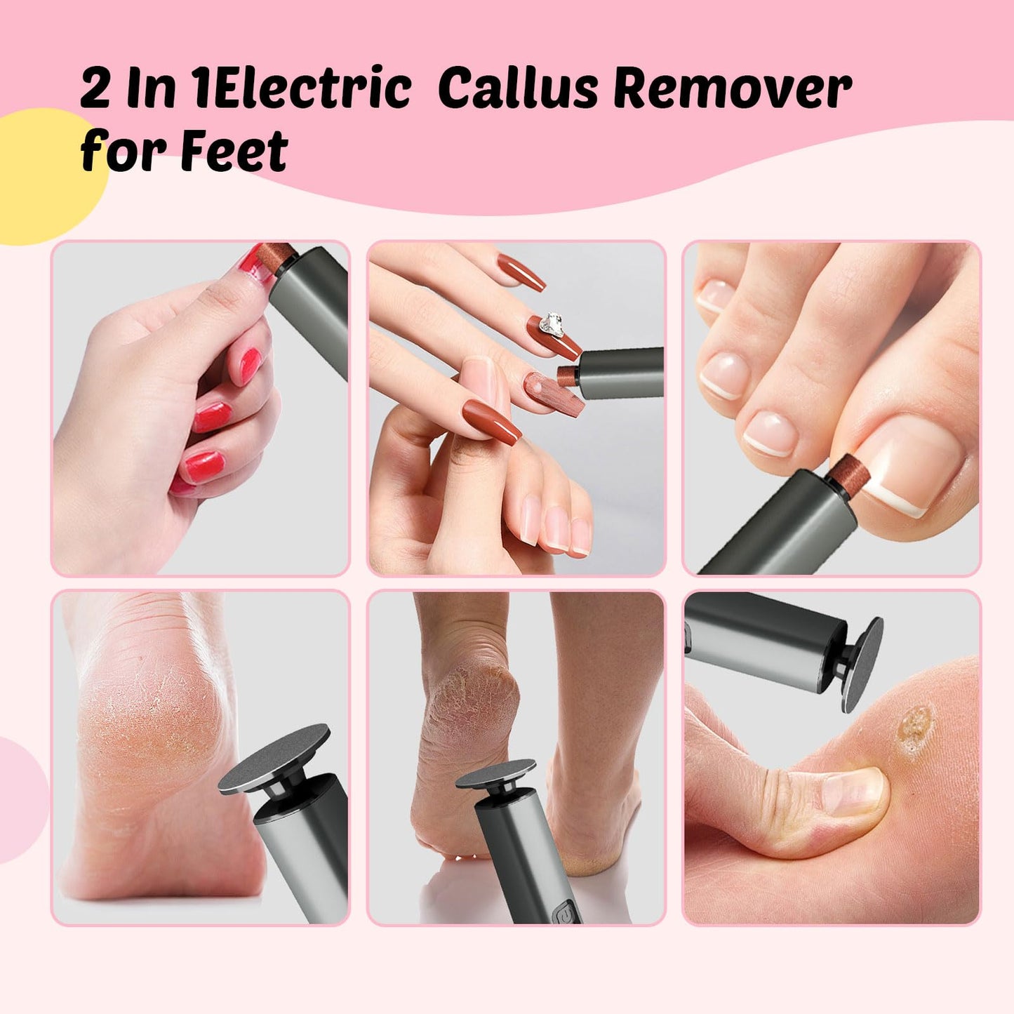 Dolcevitae Electric Foot Callus Remover & Nail File - Electric Callus Remover for Feet, 9 Adjustable Speeds, 1800mAh Rechargeabl