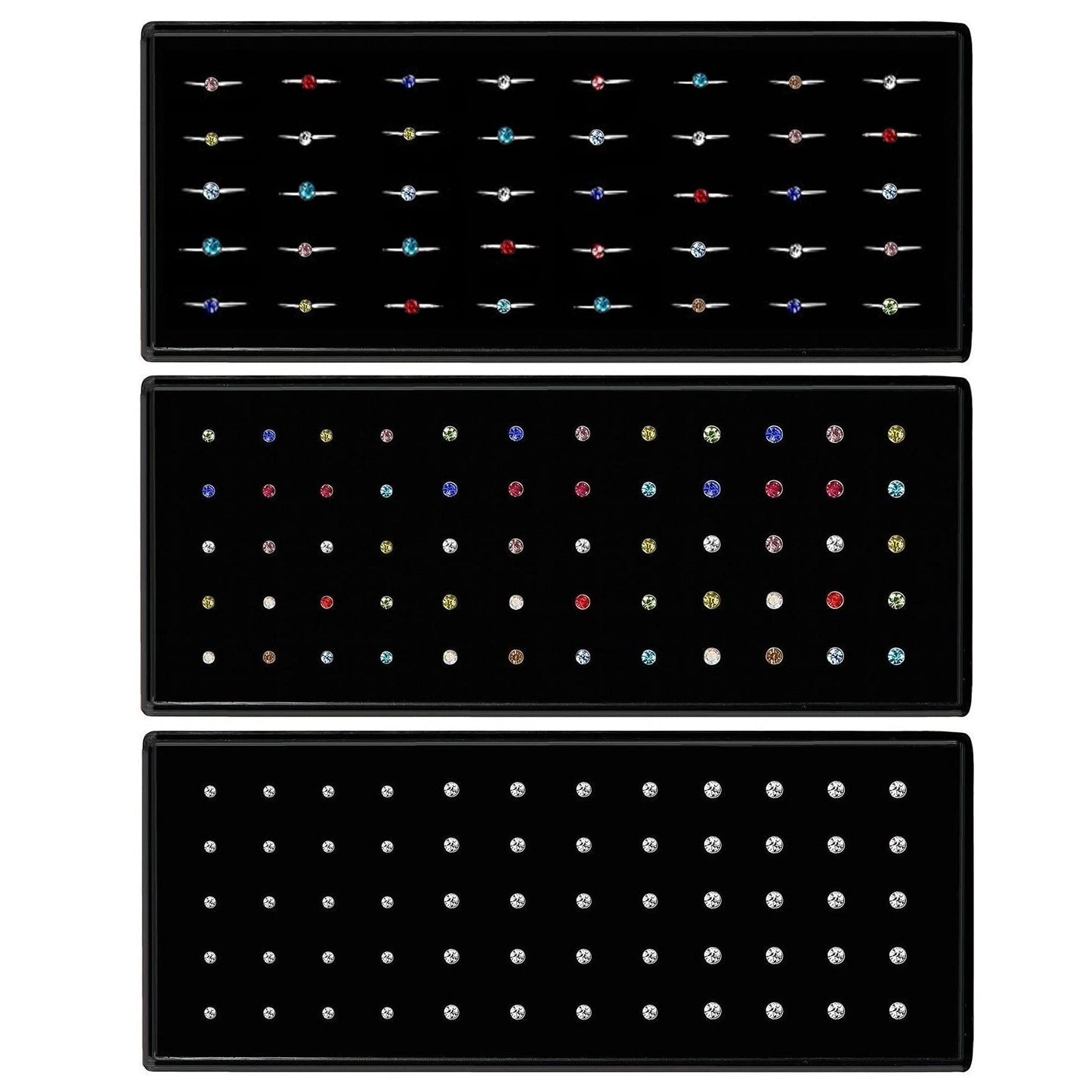 3 Sets 160 Pcs Stainless Steel Nose Piercing Jewelry, L Shaped Nose Rings & Studs, Colorful Hoops for Women & Men, 1.5/2/2.5mm,