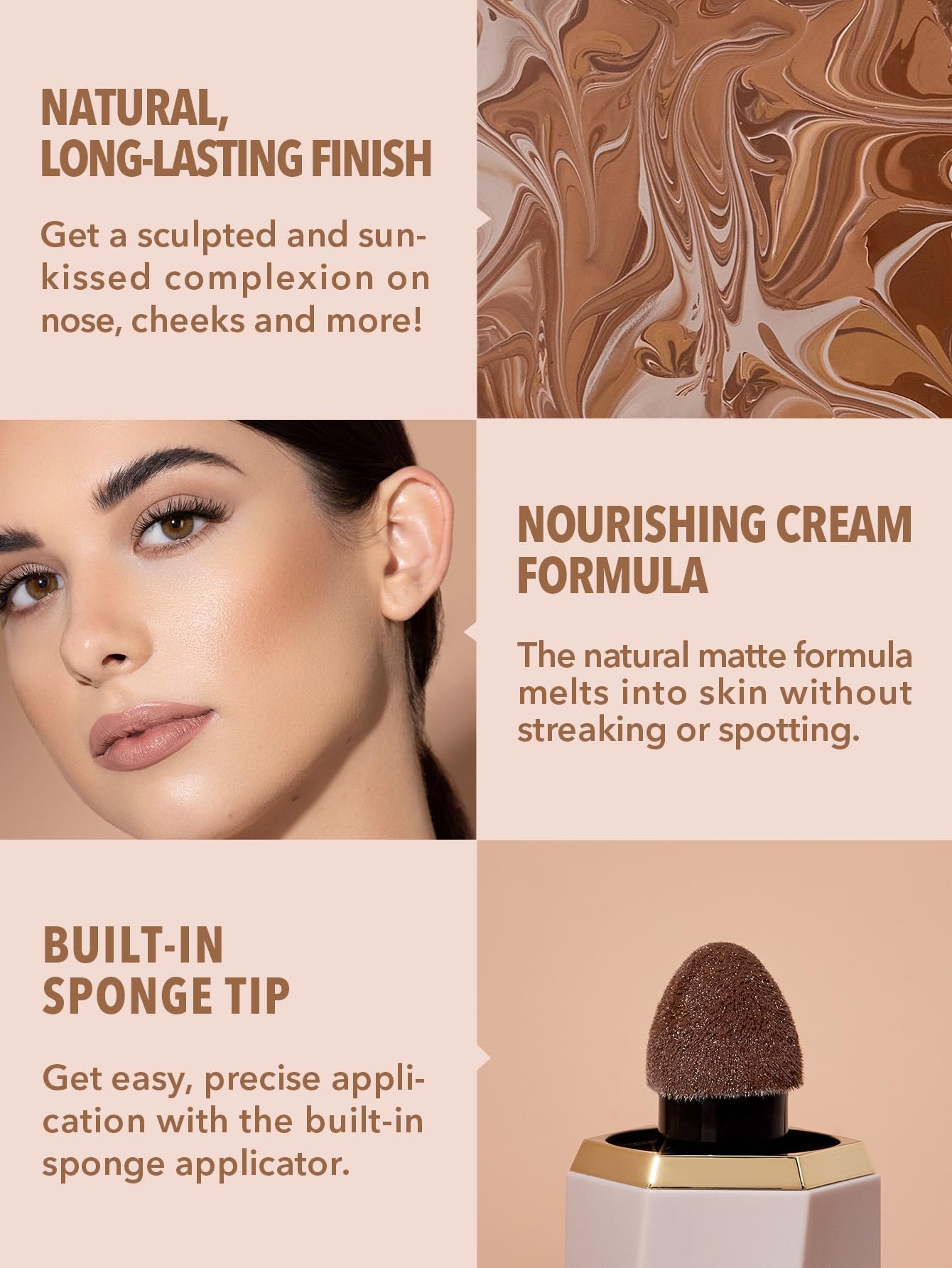 SHEGLAM Sun Sculpt Cool Toned Liquid Contour Stick Long Lasting Cream Bronzer Makeup - Camel Suede