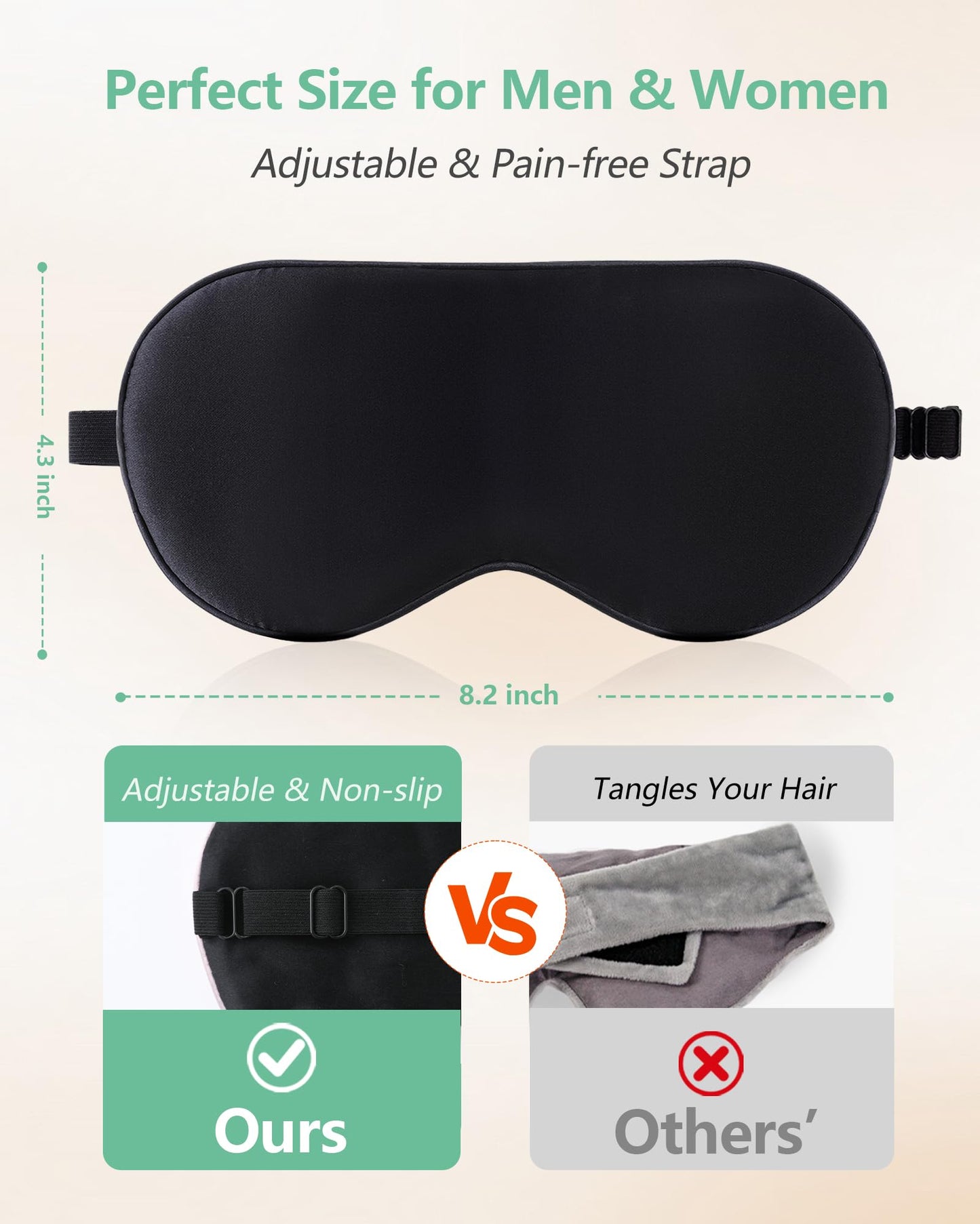BeeVines 100% Real Mulberry Silk 2 Pack Sleep Mask, Pure Silk Eye Masks with Adjustable Strap for Sleeping, 100% Block Light Eye Shade Cover, Reduces Puffy Eyes Traveling Gifts(Black & Galaxy Grey)