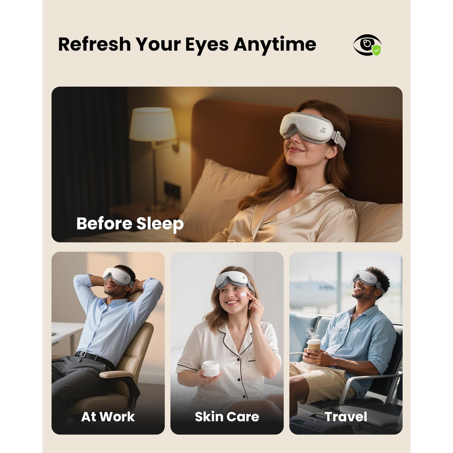 BOB AND BRAD Eye Massager with Remote Control FSA Eligible HSA - EyeOasis 2 Plus Personal Eye Care Compress Device - Electric Eye Mask with Heat for Migraines & Dry Eye Relief