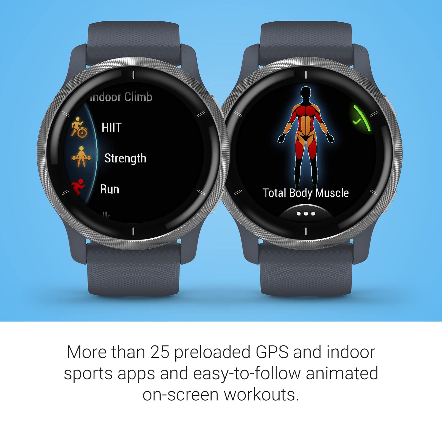 Garmin Venu 2, GPS Smartwatch with Advanced Health Monitoring and Fitness Features, Silver Bezel with GraniteBlue Case and Silicone Band (Renewed)