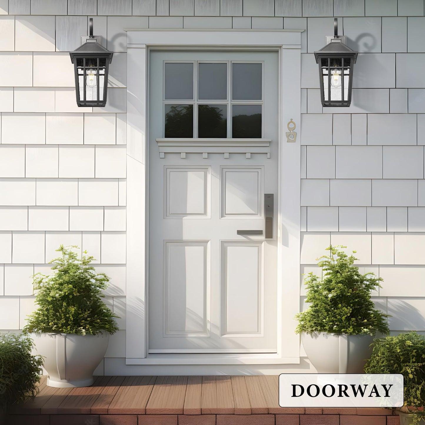 Darkaway Large Outdoor Wall Lights For House  18Inch Exterior Lighting Fixtures 2Pcs Wall Mount Outdoor Porch Lights Black Outdoor Sconce Lights With Seeded Glass For Hallway Garage