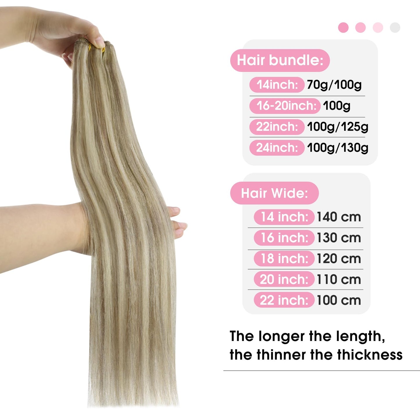 YoungSee 100G 14Inch Weft Hair Extensions Highlight Human Hair Weft Extensions Light Brown Highlight with Medium Blonde Sew in W