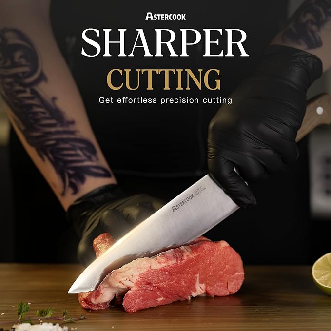 Astercook Knife Set, 17-Pieces Forged Kitchen Knife Set with Block – Full-Tang Stainless Steel Knives, Forged Triple Rivet, Luxury Walnut Handles, Gift-Ready Collection