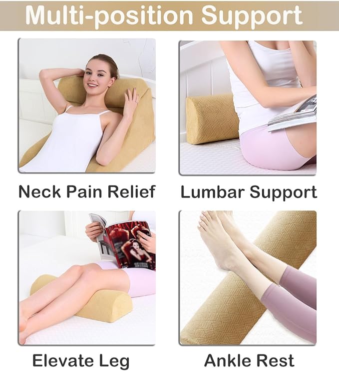 Recliner Leg Pillow Memory Foam Non-Slip Long Bolster Pillow for Legs, Knees, Lower Back and Head, Lumbar Support Pillow 23.6x8x4 Inch Navy