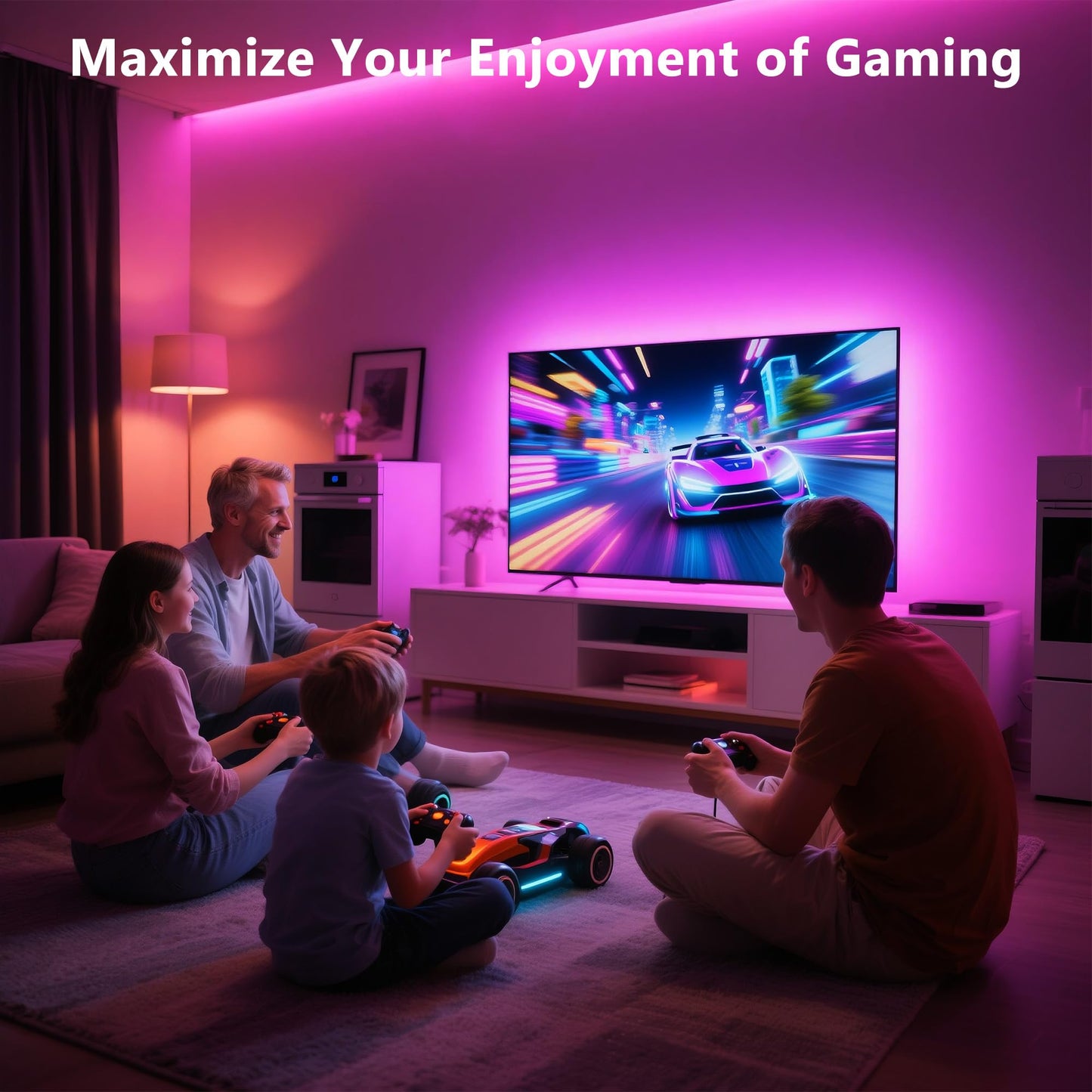 Pangton Villa Led Strip Lights 8.2Ft For 40-60In Tv, Rgb Usb Backlight Kit With Remote, 5050 Leds Bias Lighting