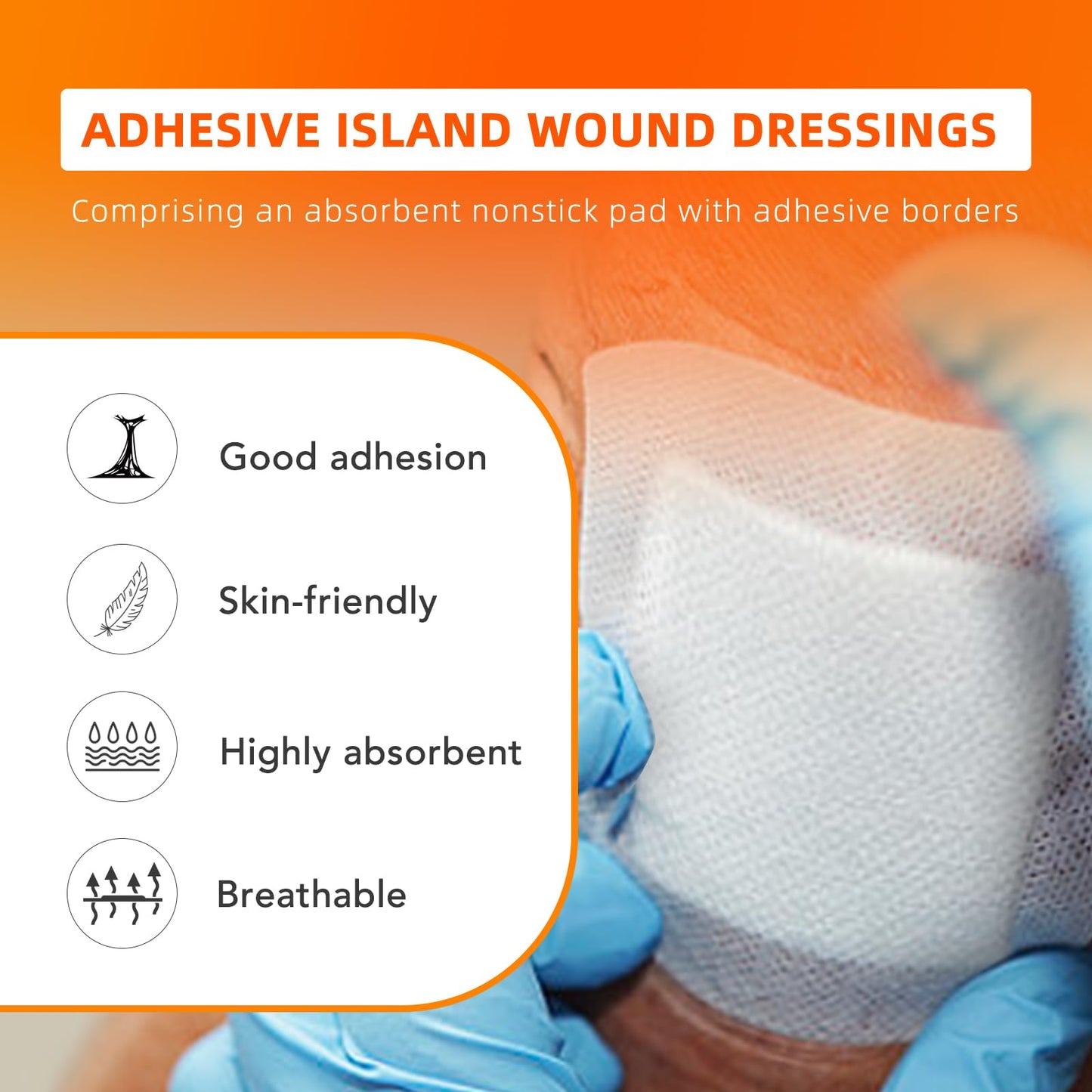 [4''x4''-30count] Carbou Island Dressing Bordered Gauze Sterile Individually Wrapped Gauze Pads,Highly Absorbent Adhesive Dressing Pad,Soft and Breathable Wound Dressing for Wound Care