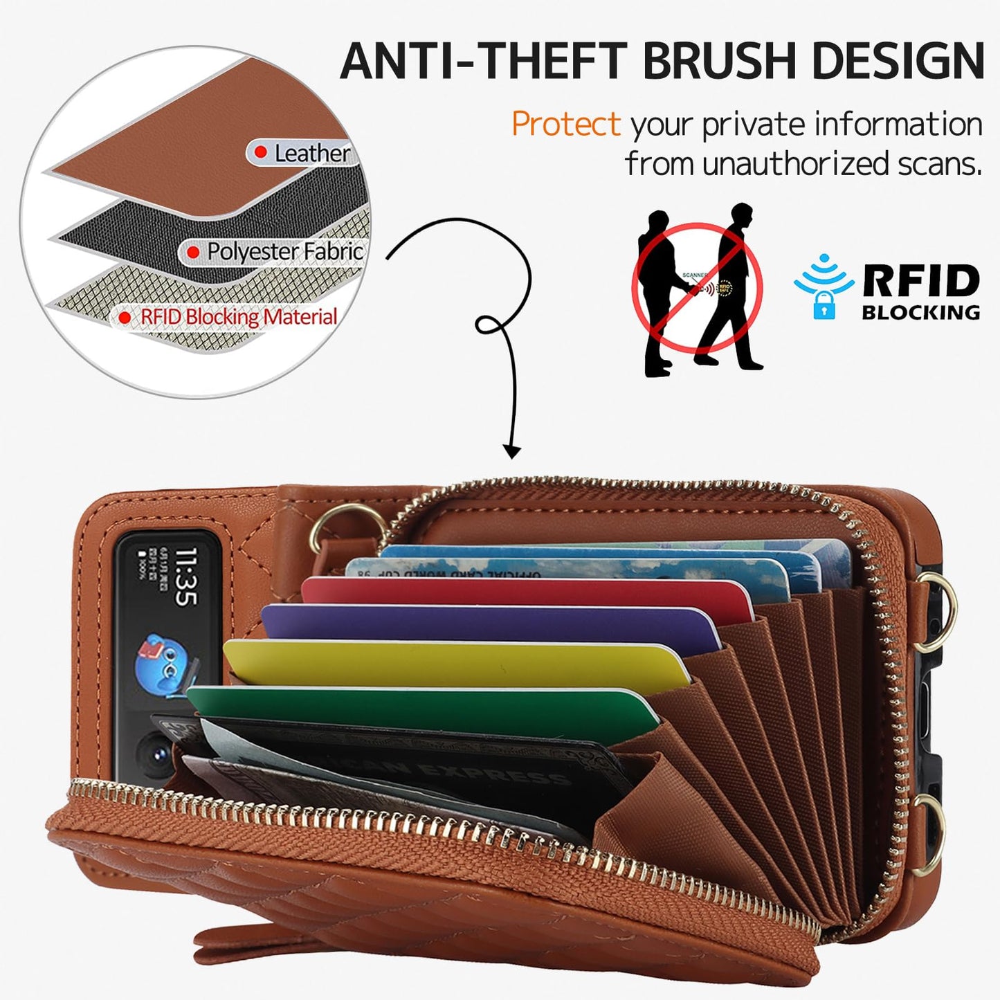 Ninki Compatible For Motorola Razr 2023 Case With Detachable Strap, Lanyard Hinge Protection Card Holder Wallet Phone Cover For