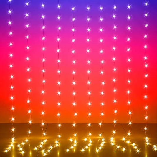 KepStars LED Curtain Lights, 6.5ft x 6.5ft 200 LED RGB Color Changing String Fairy Lights Curtain with Smart APP Control, ...