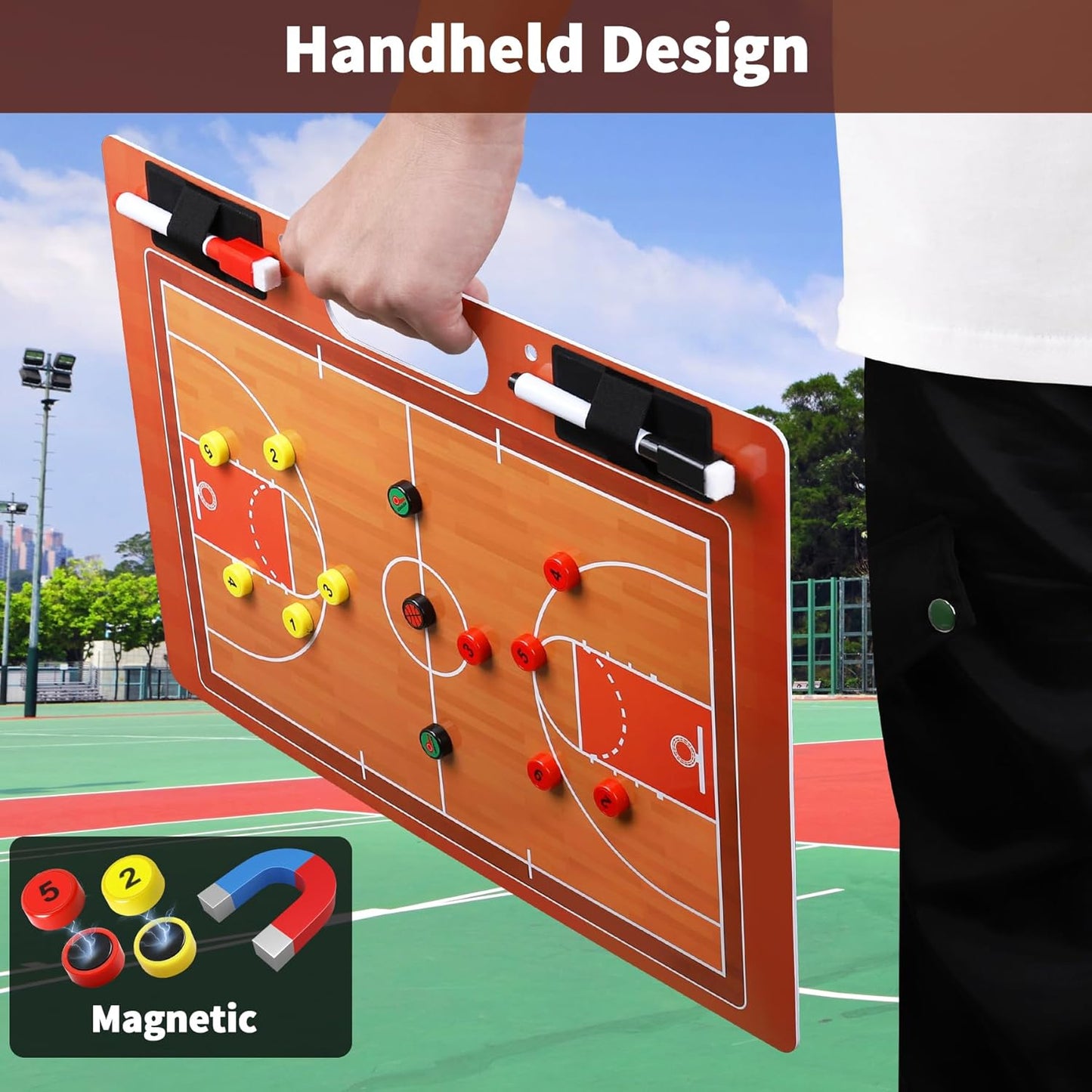 R2Depot Magnetic Coach Marker Boards, Dry Erase Double-Sided Coach Lineup Clipboard, Coaches Gift, Fit for Basketball, Football, Soccer, Baseball