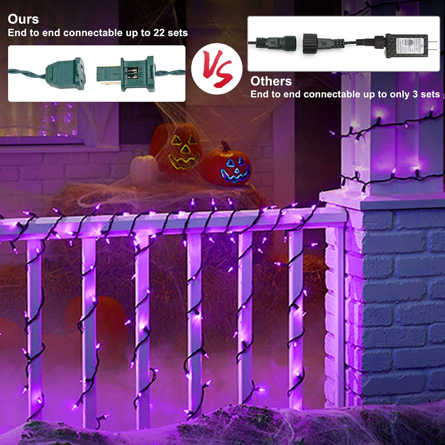 Brizled 33Ft 100 Led Purple Halloween String Lights, Ul Certified, Connectable, Outdoor/Indoor, Perfect For Parties And Holidays