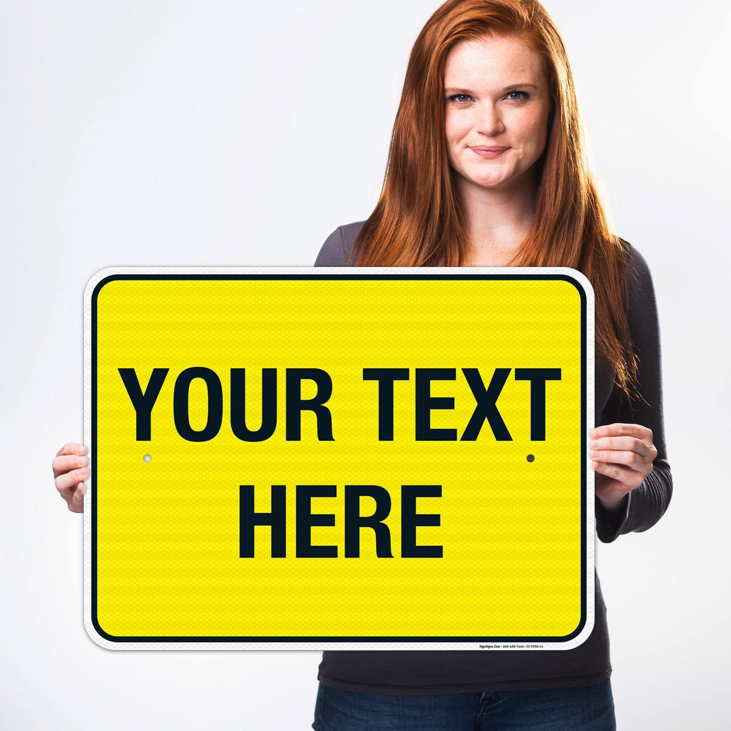 Personalized Custom Yellow Background Customize for Office, Business, Workplace, Home, Airbnb, Delivery Sign, 18x24 Inches, 3M EGP Reflective .080 Aluminum, Fade Resistant, Made in USA by Sigo Signs