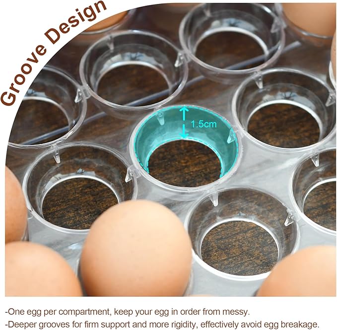 Egg Holder for Refrigerator,60 Eggs Clear Drawer Organizer,2 Layer Stackable Egg Holder Egg Trays,Egg Storage Container with Time Scale for Fridge Countertop Cabinet