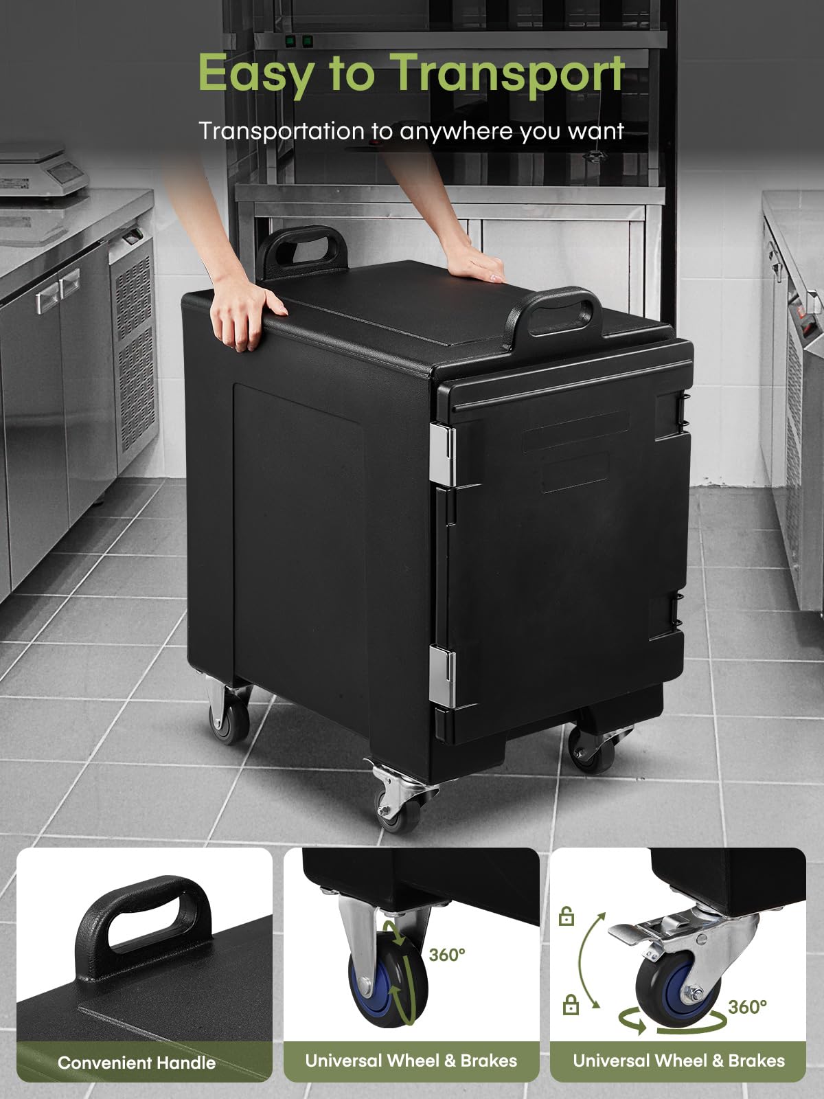 Catering Food Warmer, LLDPE Insulated Food Pan Carrier for Stackable, Handles, Hot Box Food Warmer for Party, Restaurant 2Pcs