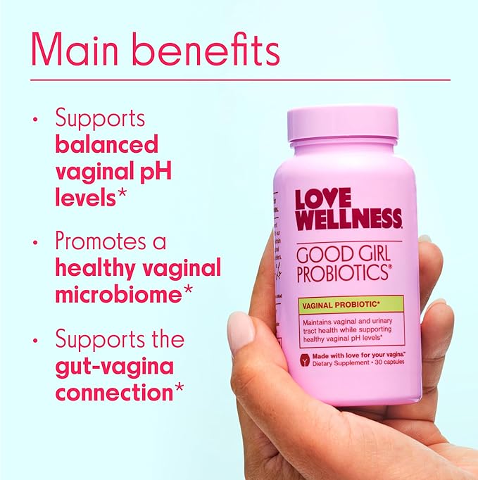 Love Wellness Good Girl Probiotics | Women's Vaginal Health Supplement | Vaginal Probiotics for Women pH Balance & Urinary Tract Health | Support Vaginal Odor & Flora | 60 Count