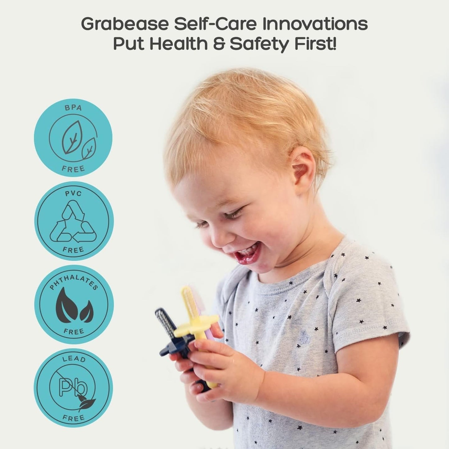 grabease Silicone Finger Toothbrush for Infants & Toddlers - Double-Sided Tapered Bristles for Toddler Teeth Cleaning - Choke Protection Shield for Kids Toothbrush - 1 Count, Teal