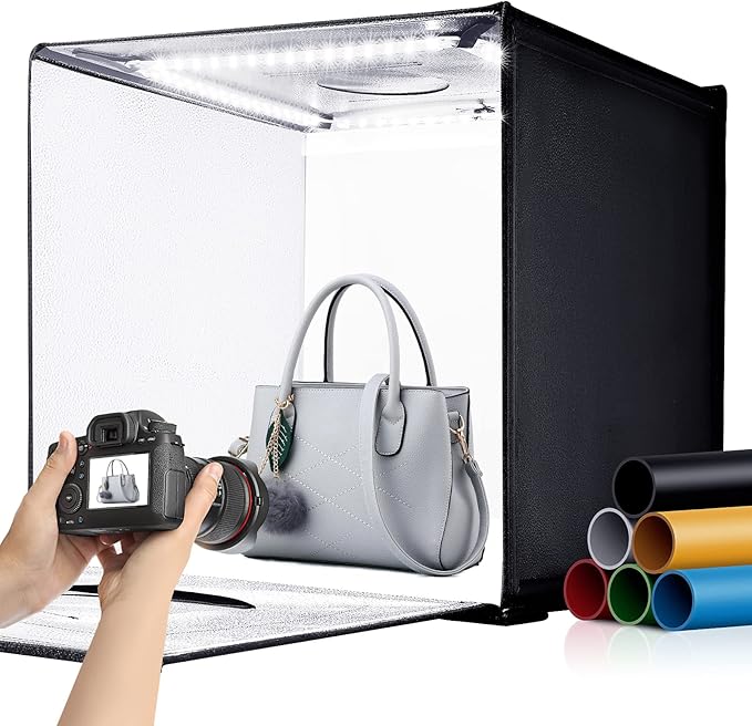 Fasonic 24"x24" Photo Studio Light Box for Photography, Foldable Bi-Color Dimmable Shooting Tent Kit with 240 LED Lights, ...