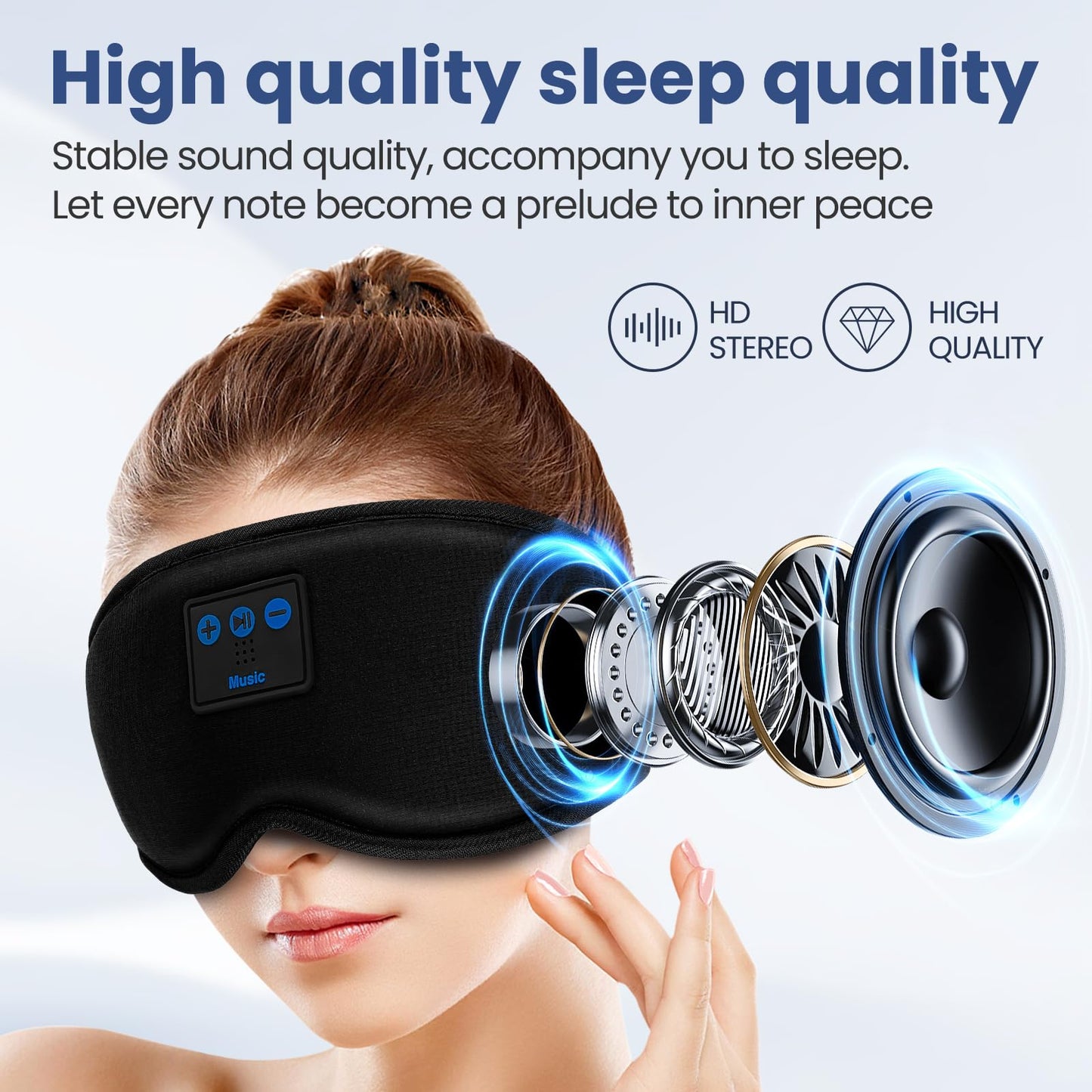 Sleep Headphones, HILDCROA Sleep Mask with Bluetooth Headphones, Sleeping Headphones for Side Sleeper, Bluetooth Eye Mask for Sleeping, Meditation & Travel