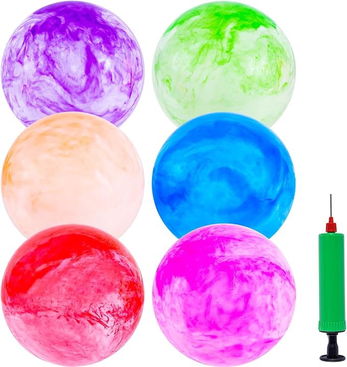 3 otters 6PCS Playground Balls, 8.5 Inche Inflatable Bouncy Balls with Pump, Kickball DodgeBalls, for Kids Indoor Outdoor ...