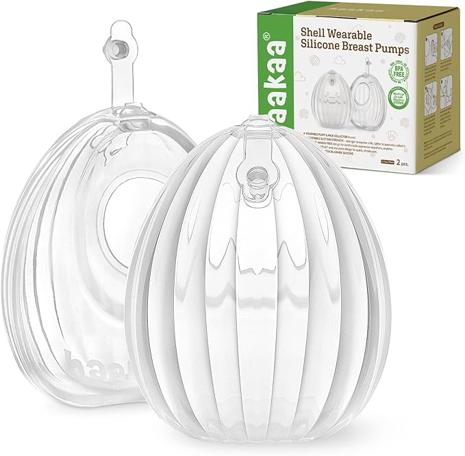 haakaa Shell Breast Pump, Wearable Manual Breast Pump - Hands Free, Passive Silicone Breastmilk Collection for Nursing Mo...