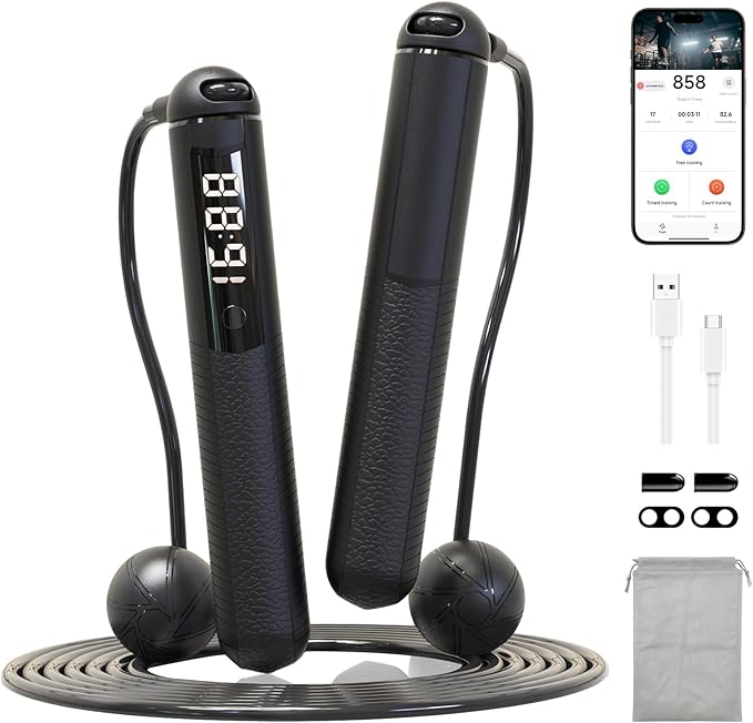 SaintCos Cordless Gravity Jump Rope, Smart Jump Rope with Counter for Gym, Fat Burning & Calorie Burn, APP Data Analysis, ...