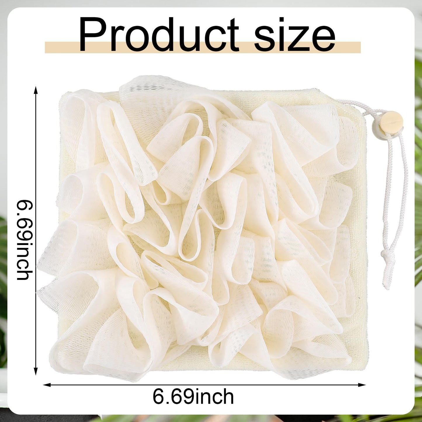 Swiffen 3 Pcs Washcloth Loofah Combo, 2 in 1 Bath Loofah Sponge with Drawstring, Exfoliation Mesh Shower Puff Ball for Body Wash