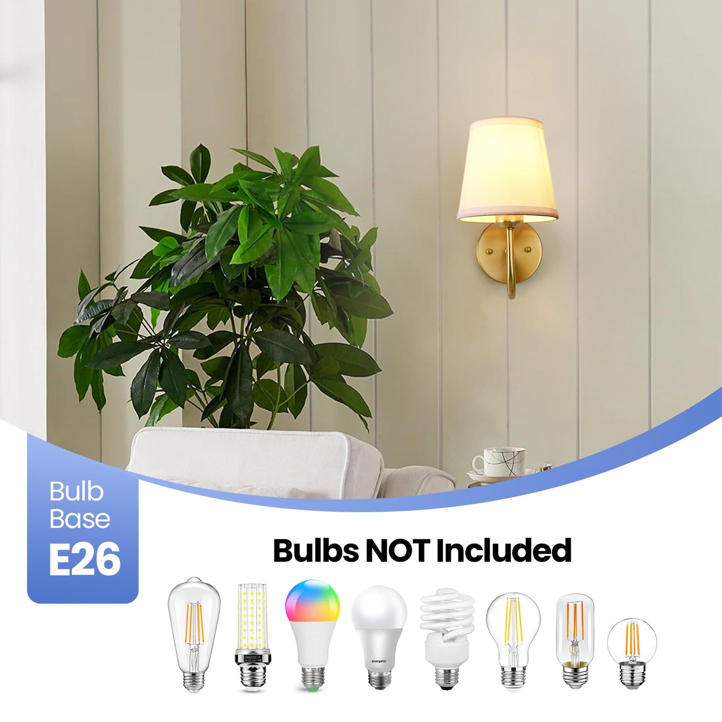 Smeike Wall Sconce Set Of 2  Gold Bathroom Vanity Sconces Wall Lighting  Indoor Wall Lights With Light Beige Fabric Shades  Wall Mounted Lamps For Bedroom Living Room Hallway
