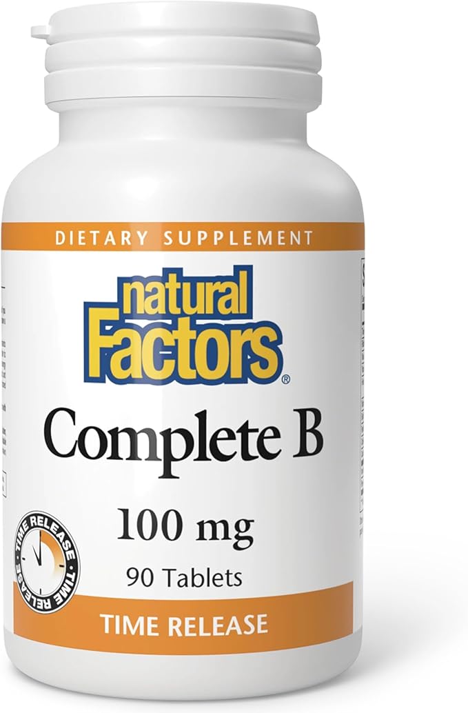 Natural Factors, Complete B 100 mg, Time Released Support for a Healthy Mood, Energy Levels, Skin, Hair and Vision, 90 tablets (90 servings)