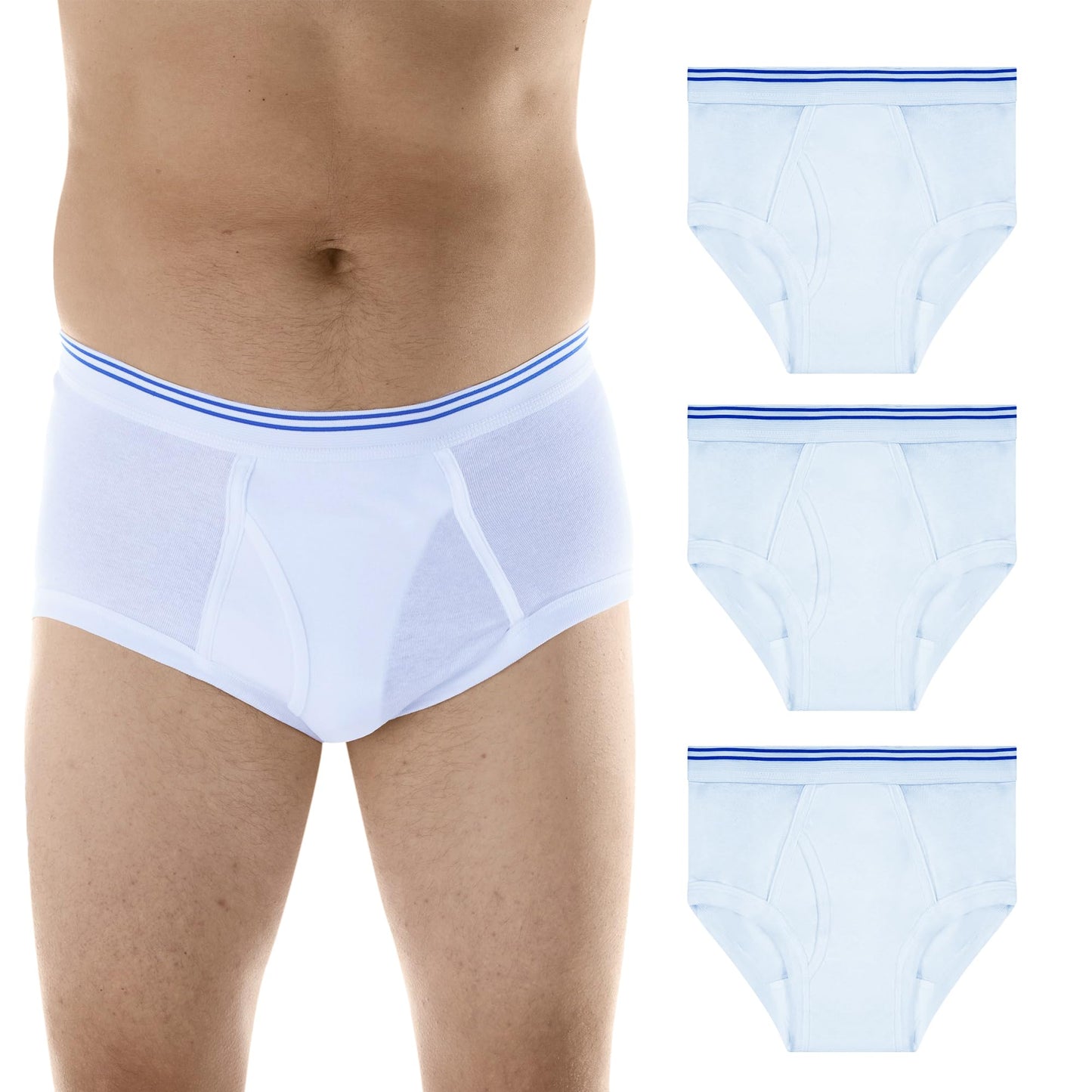 Wearever Incontinence Underwear for Men - Reusable & Washable Men's Bladder Control Briefs with Regular Absorbency - Leak Proof Underwear 150 ml (Pack of 3) (White) (L)