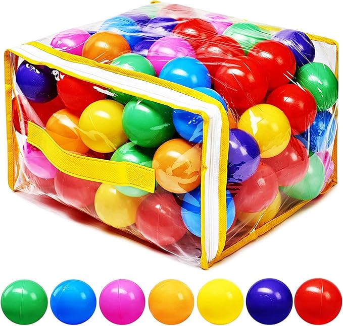 Hovenlay Ball Pit Balls Phthalate Free BPA Free Crush Proof Plastic - 7 Bright Colors in Reusable Play Toys for Kids with ...