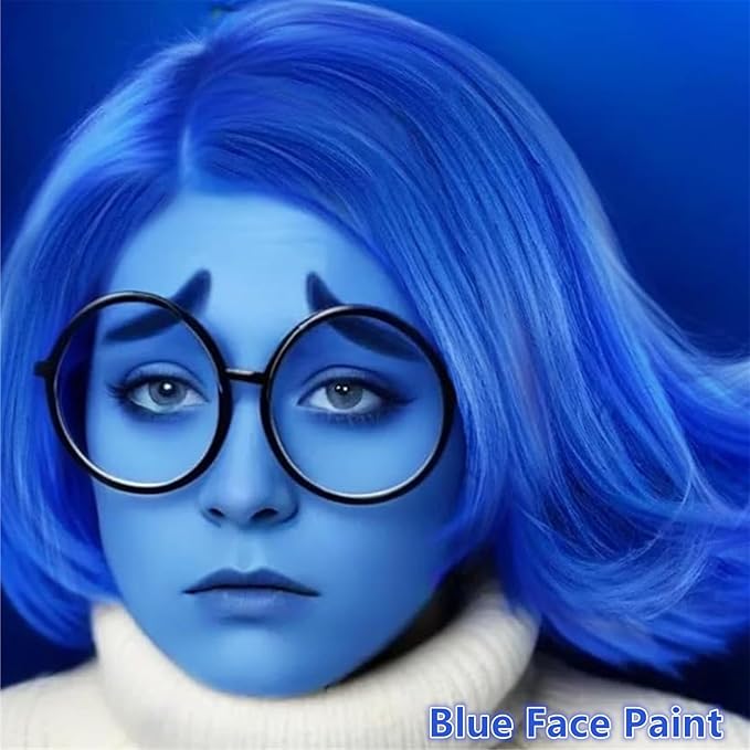 Go Ho Cream-Blendable Blue Face Paint Stick (1.06 Oz),Full-coverage Royal Blue Face Body Paint for Adults Children Halloween Cosplay Avatar Smurf Clown SFX Makeup,Waterproof Sport Eye Black Stick