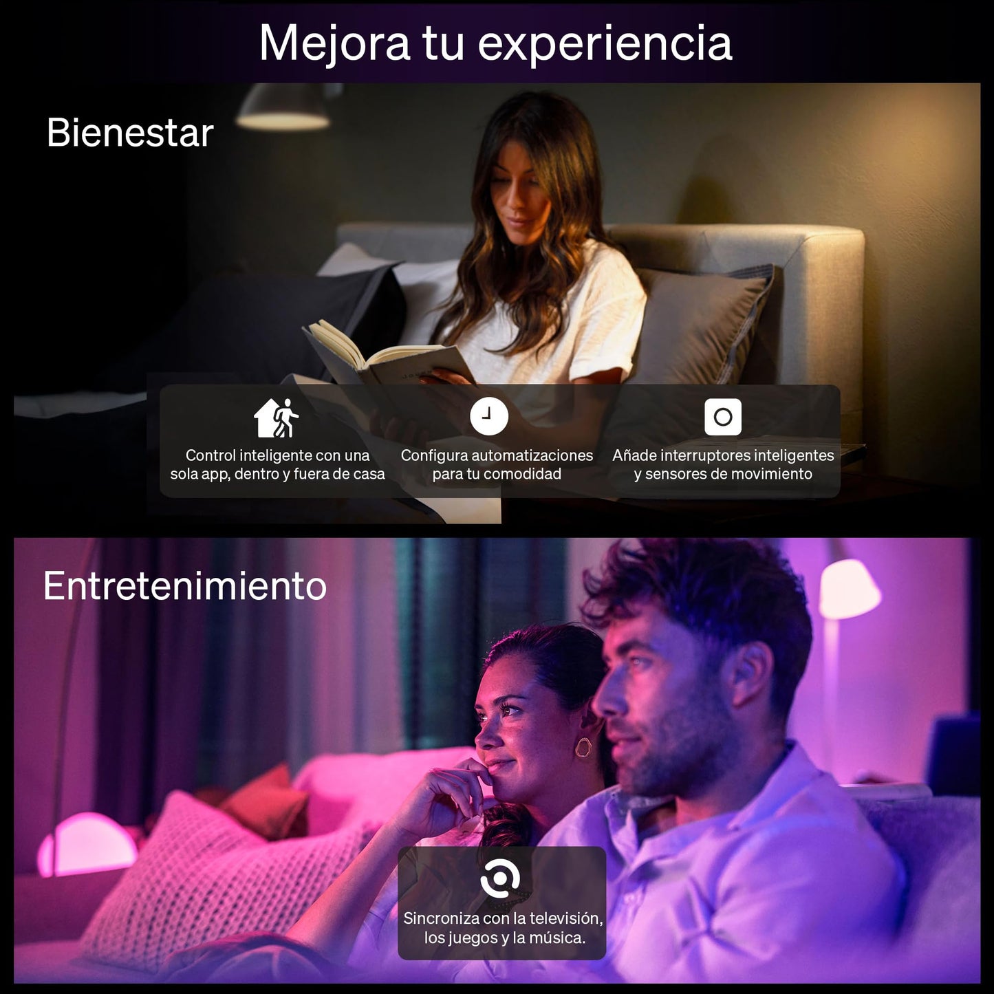 Philips Hue Essential Smart LED A19 Bulb, White and Color Ambiance, E26 Base, 8.8W, 2200K-6500K, 800 Lumens, Dimmable, Works with Alexa, Google, and Apple Home, 1-Pack