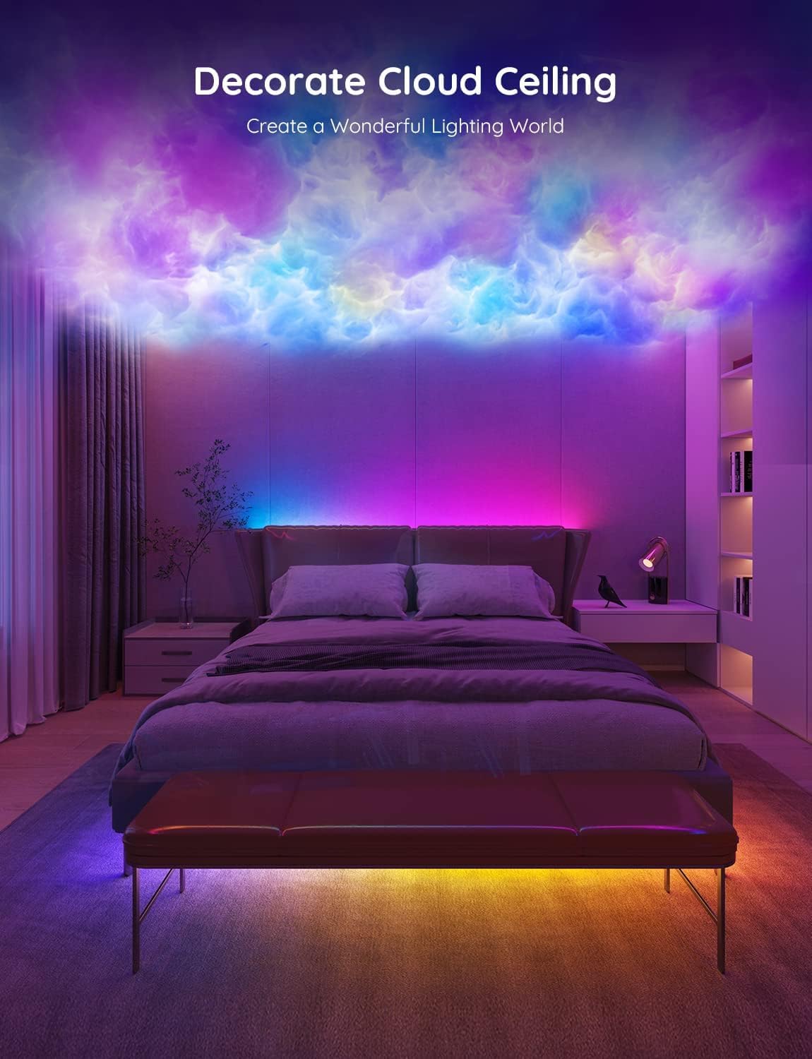 Govee Rgbic Led Strip Lights 65.6Ft, Multicolor Bluetooth App Control, Music Sync, Model H617E