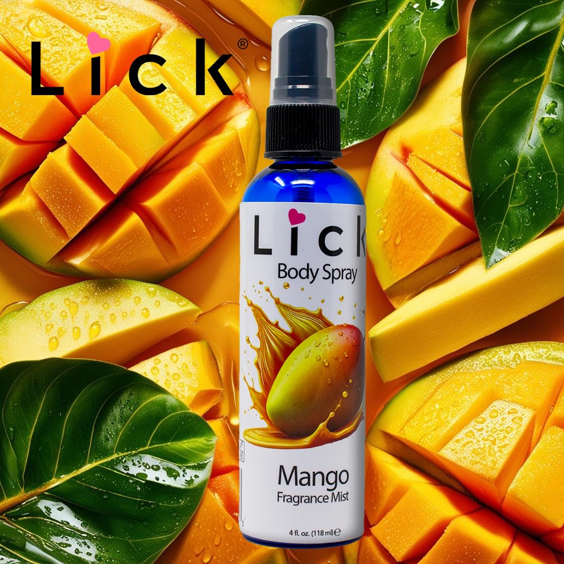 LICK Mango Scented Body Spray - Juicy Tropical Fragrance Mist - 4 fl oz