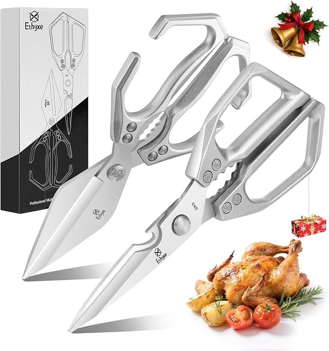Kitchen Shears Set – Heavy Duty Japanese Stainless Steel Kitchen Scissors, Ultra Sharp Meat Scissors Dishwasher Safe, Cooking Scissor for Food, Christmas Gifts for Men Women