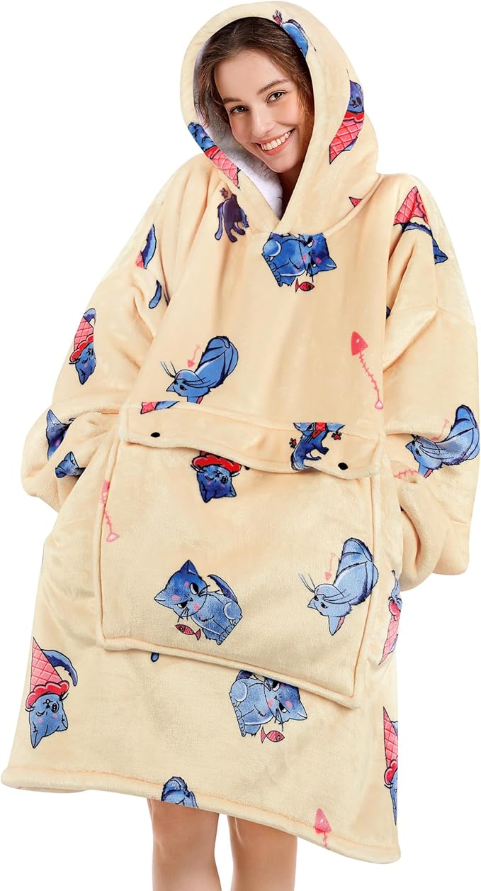 Narecte Cozy Oversized Blanket Hoodie Wearable Blanket Adults Soft Hooded Blanket Hoodie Birthday Gifts for Women Christmas