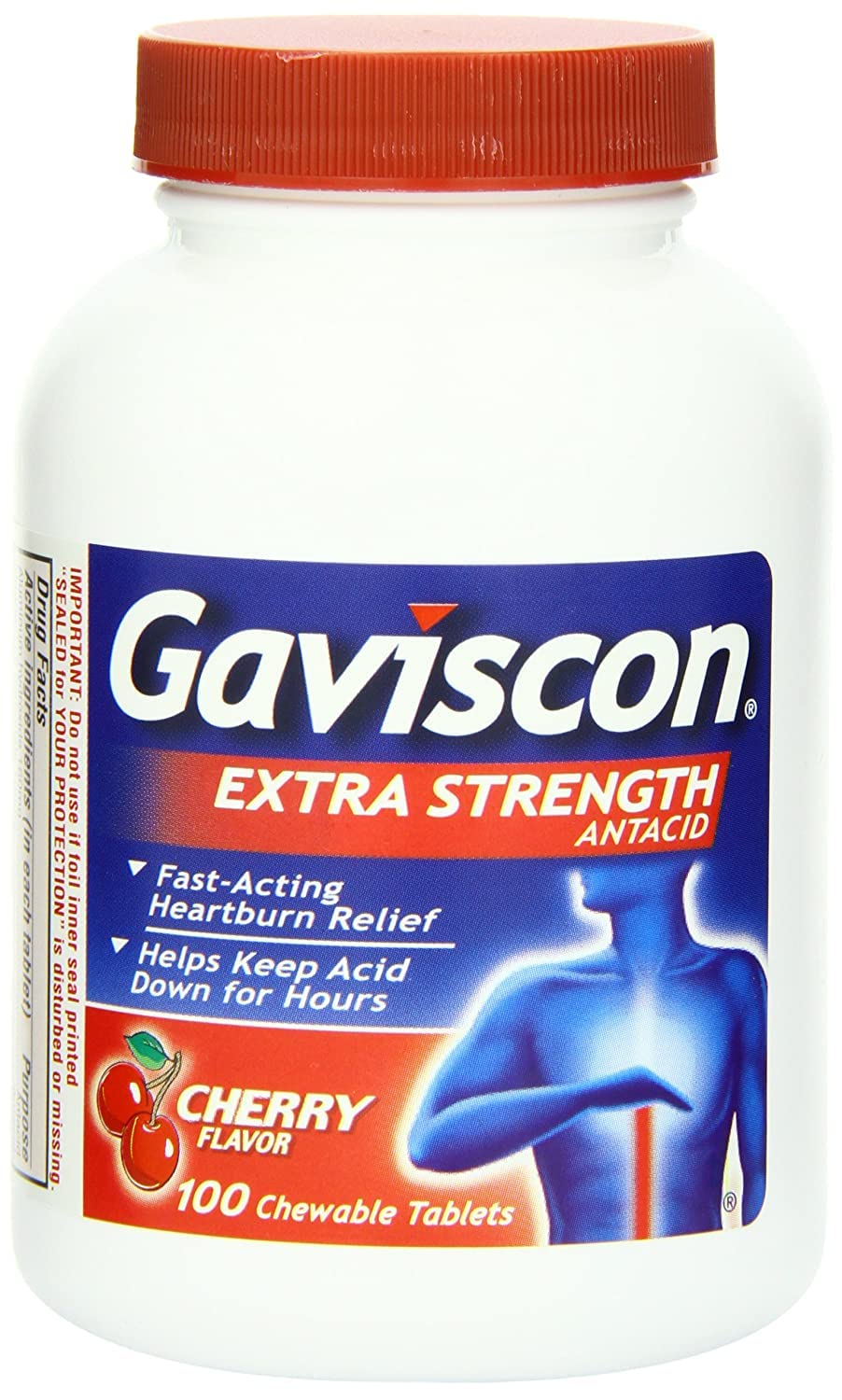 GoodSense Omeprazole Tablets 20 mg 14 Count (3 Pack) and Gaviscon Extra Strength Cherry Chewable Tablets Heartburn Relief 100 Count