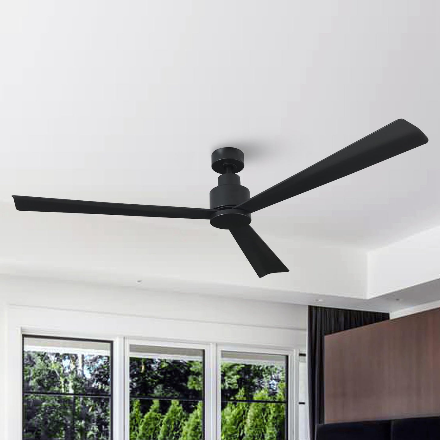 Black Ceiling Fans Without Lights, 52 Inch Ceiling Fan No Light For Bedroom, Industrial Outdoor Ceiling Fans For Patios, Remote