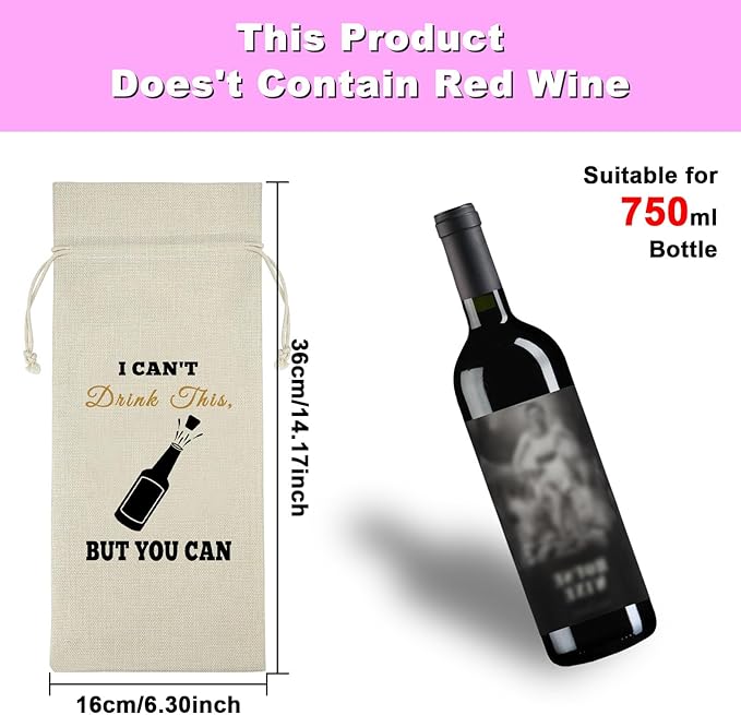 Pregnancy Announcement New Baby Announcement Gift Wine Bag for Husband Friends Grandparents Pregnancy Reveal Baby Shower Party Pregnancy Gift for Women Reusable Burlap Drawstring Wine Wrap Bag