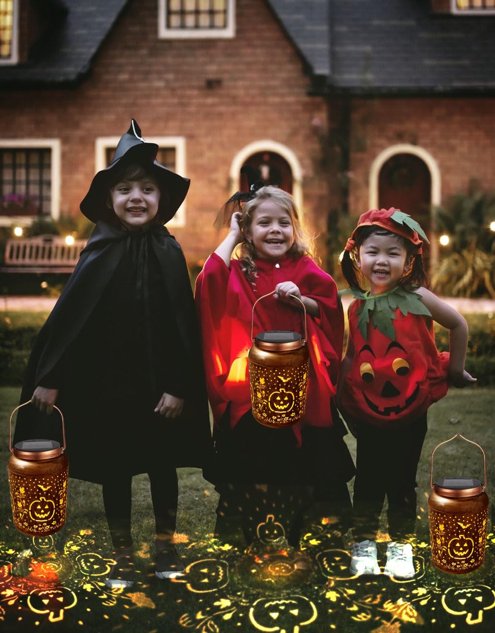 Halloween Decorations Solar Lanterns Outdoor Waterproof Pumpkin Garden Decor Gifts  Halloween Pumpkin Lantern Lights Hanging Solar Lights For Halloween Party  Yard  Patio  Backyard  Porch