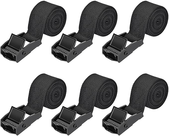 Kshineni Tie Down Straps 6 Pcs Lashing Ratchet Strap 1" x 3.3' Adjustable Heavy Duty Cam Buckle Cinch Straps for Cargo, Tr...