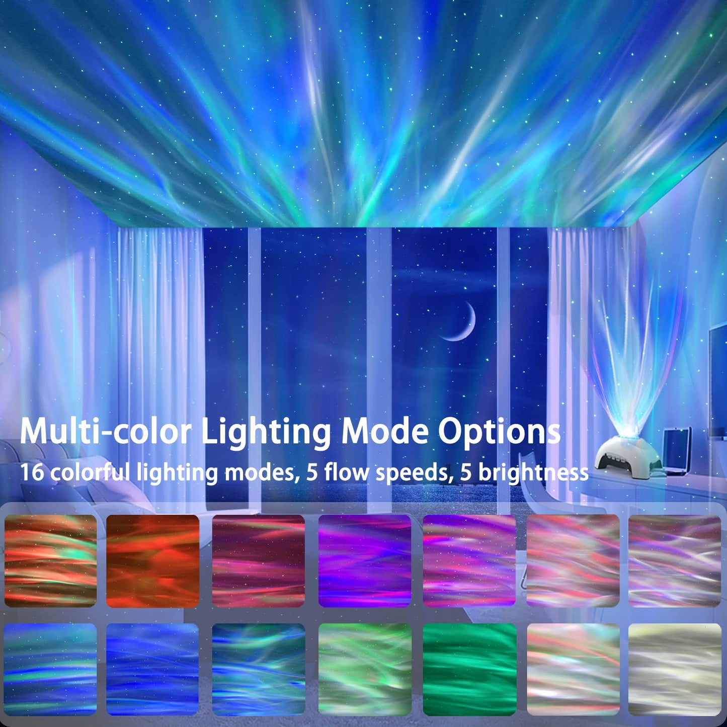 AIRIVO Galaxy Projector - Northern Lights & Music Speaker, White, Model HJ-09