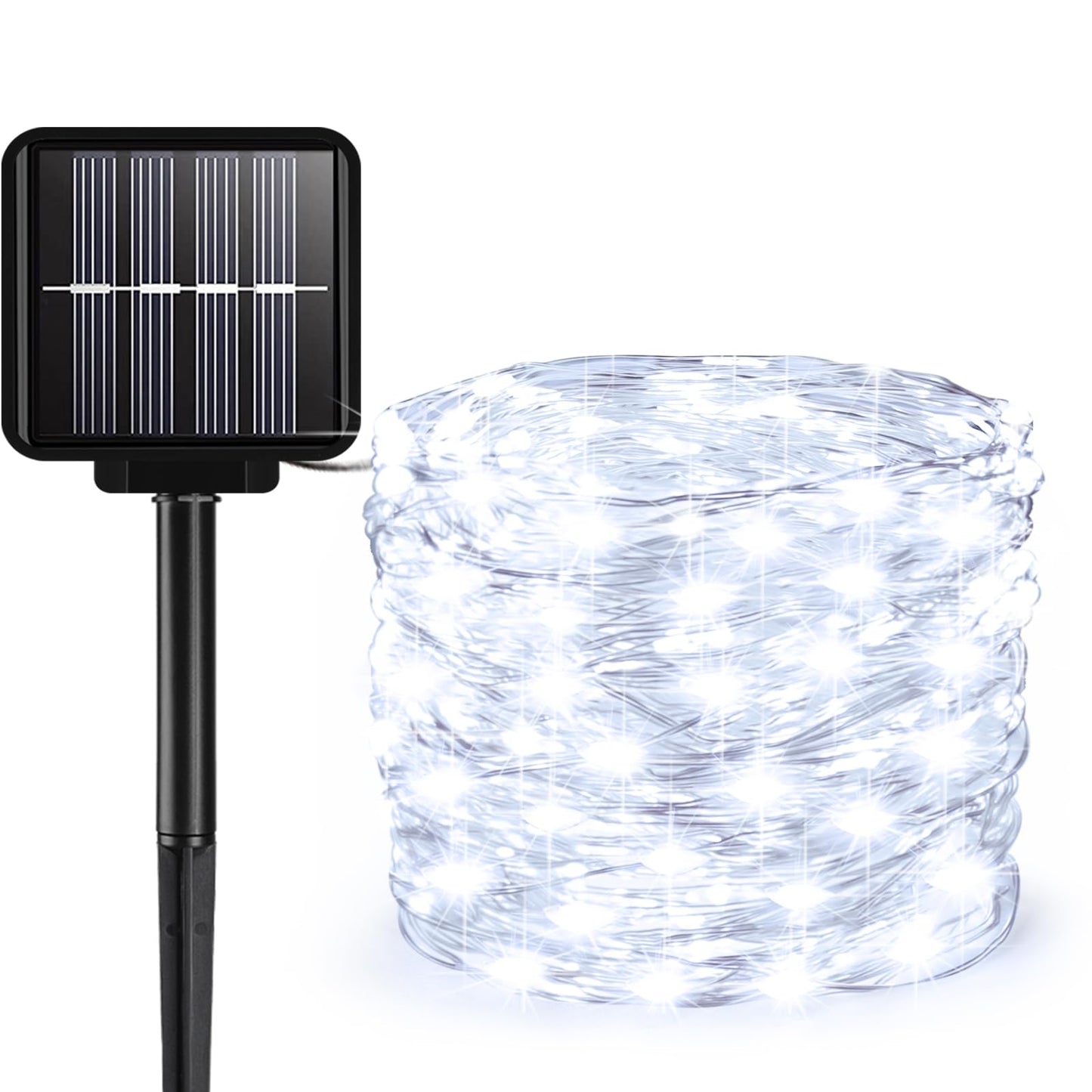 Solar String Lights Outdoor  33 Feet 100 Leds 8 Modes Solar Fairy Lights For Outside  Waterproof Outdoor Light For Patio Yard Christmas Tree Halloween Wedding Party Decorations  Cool White