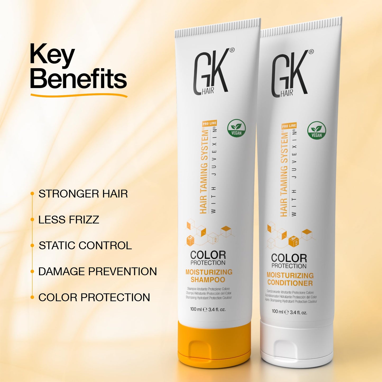 GK HAIR Color-Treated Moisturizing Shampoo & Conditioner 3.4 fl oz Duo - Sulfate-Free Hydrating Set for Color Protection, Frizz