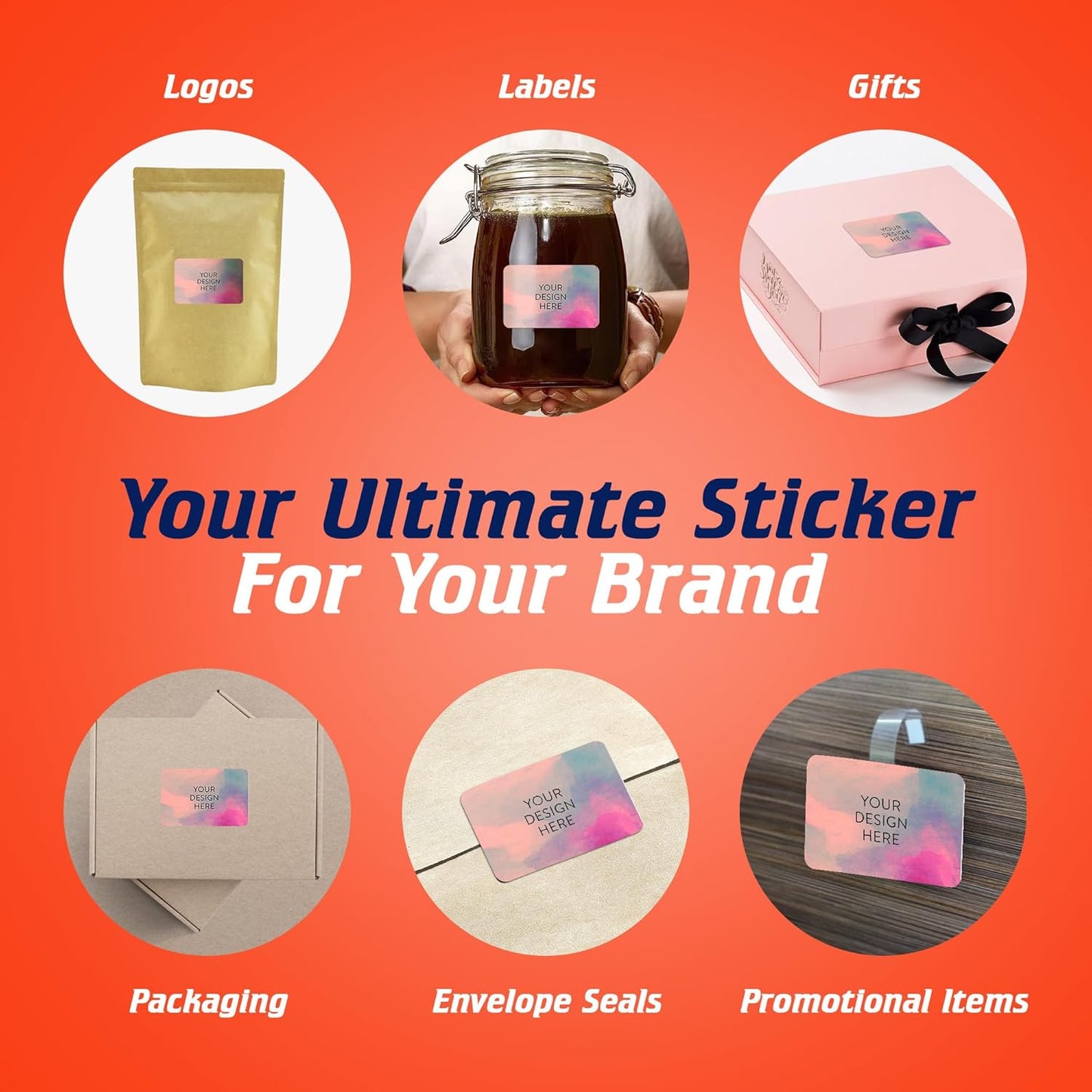 100 Custom Vinyl Stickers - Upload Your own Image, Text, Design, Logo - Personalized Logo Labels for Handmade, Packaging, Bottle, Jars, Candle, Brand Stickers (Rose, 5x3)