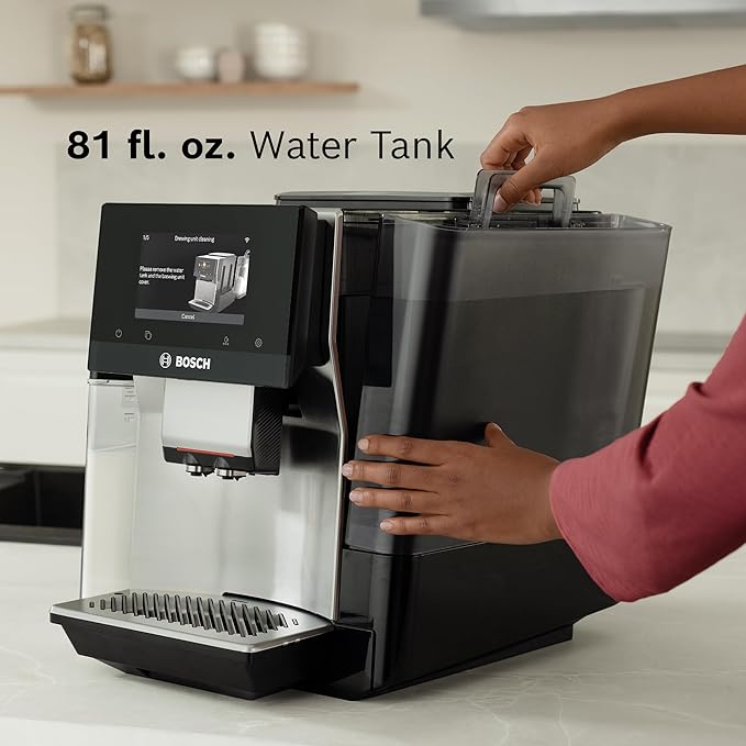 Bosch 800 Series Fully Automatic Espresso and Coffee Machine – 36 Drinks with Coffee World, Cold Brew, Double Cup, Integrated Milk Container, Smart Features, in Silver TQU60307
