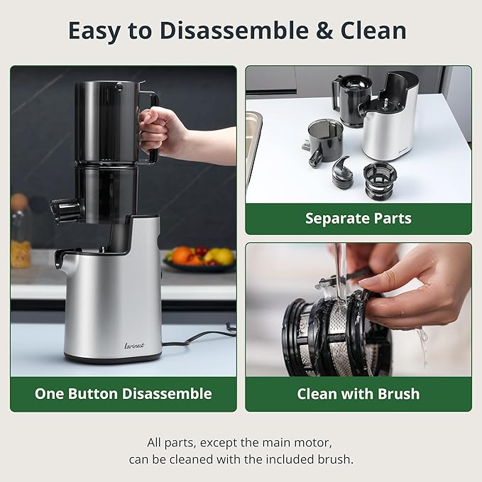 Juicer Machines, Cold Press Juicer with 4" Large Feed Chute Fit Whole Fruits and Vegetables, Easy to Clean, BPA-Free